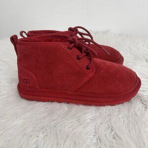 UGG Neumel Samba Red Chukka Ankle Boot Size 8 Shearling Lined UGG Plush Womens